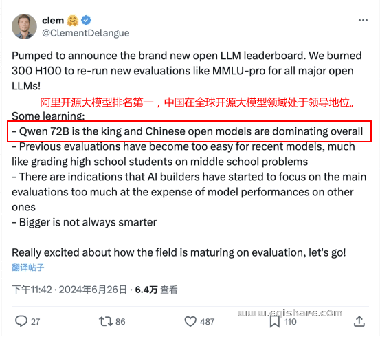 争光了!中国AI大模型全球排名第一 阿里云 人工智能AI 微新闻 第5张 争光了!中国AI大模型全球排名第一 阿里云 人工智能AI 微新闻 第5张